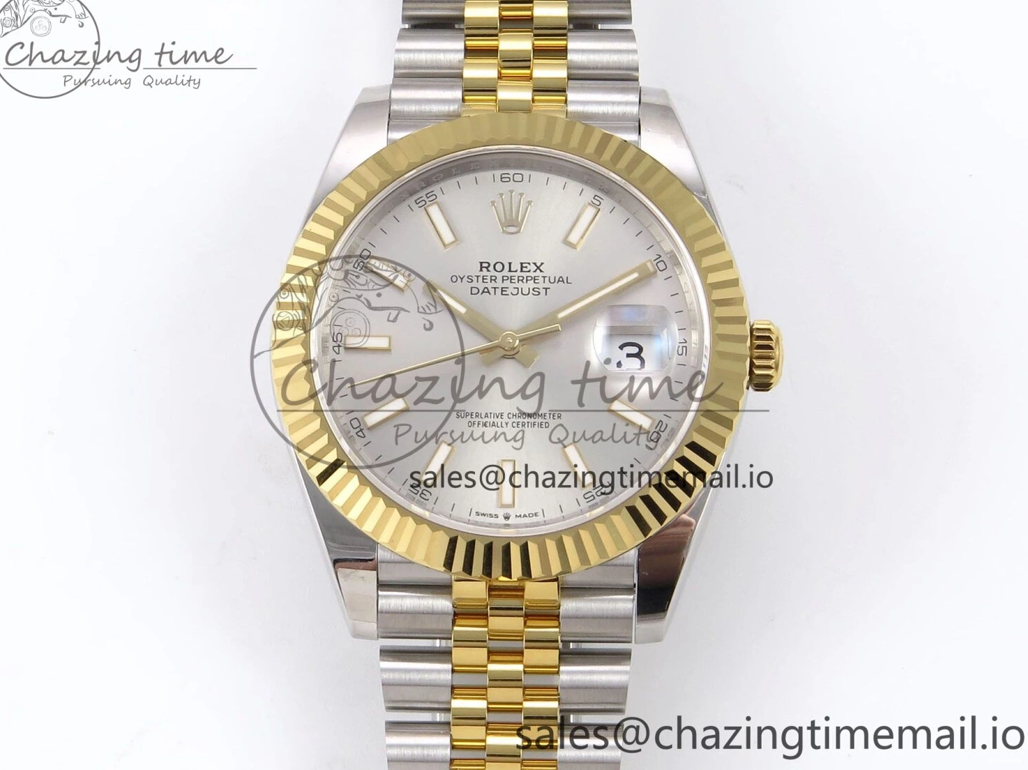 Silver 126333 Best DateJust 41 Edition A3235 SS Stick on YG EWEF Dial Jubilee Bracelet 0118
